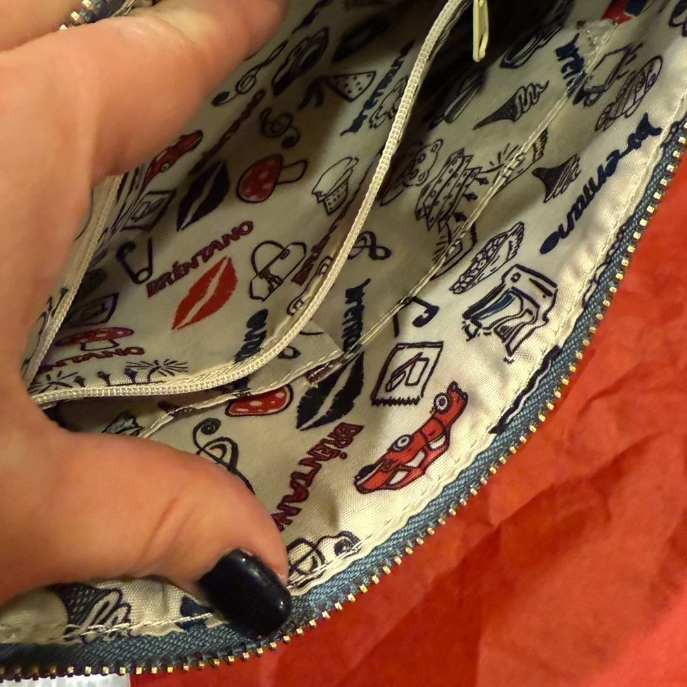 Brentano Comic Print Bag Wristlet Purse Black 12x7 NEW